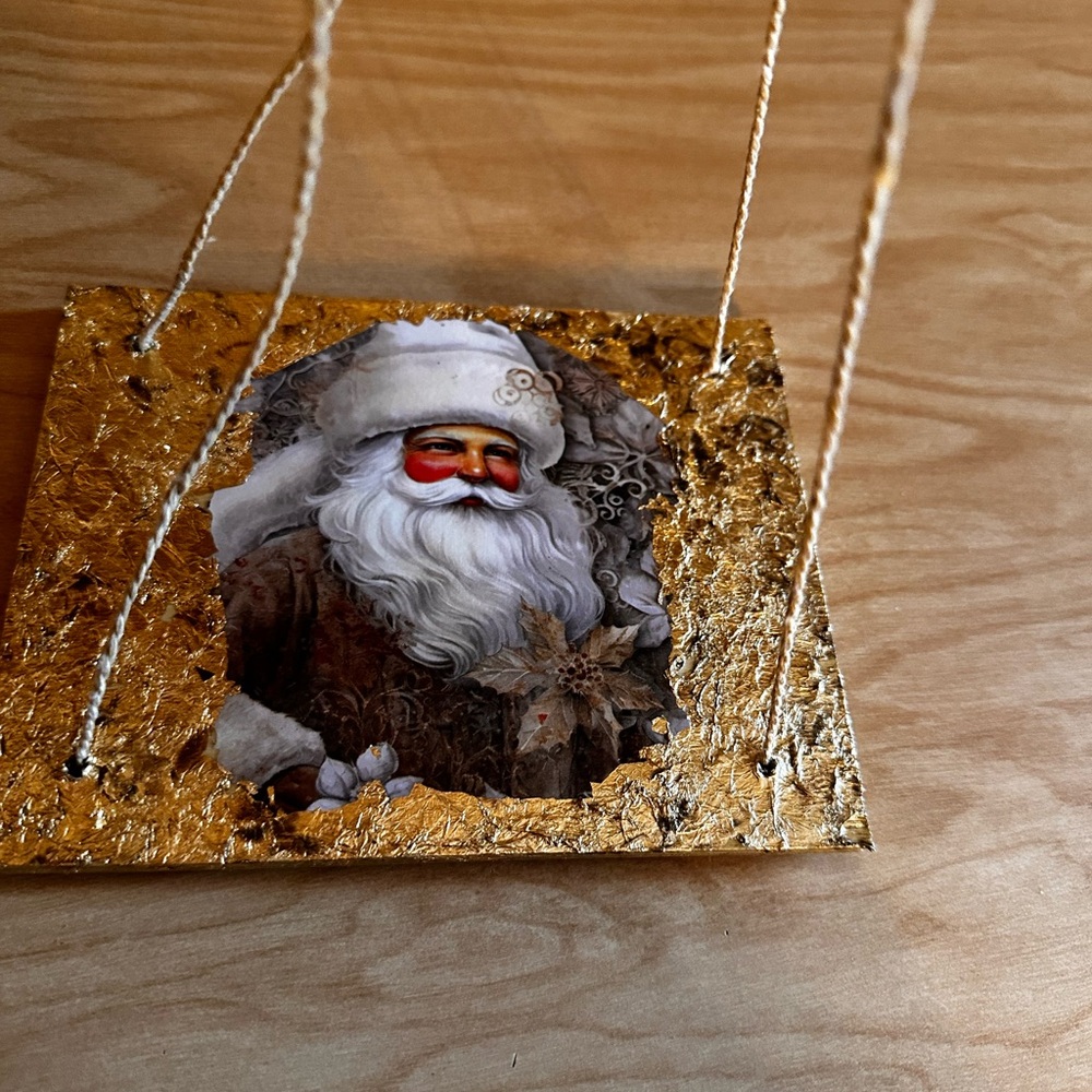 Hand Crafted Gold Santa Wall Hanging